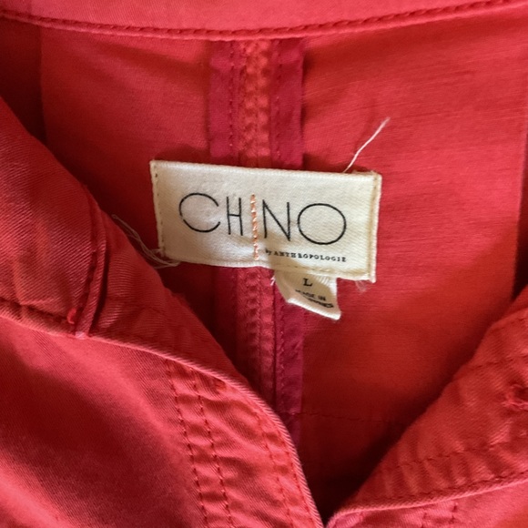 Anthropologie Chino Swing Jacket coral brick red shade size Large - Picture 3 of 5
